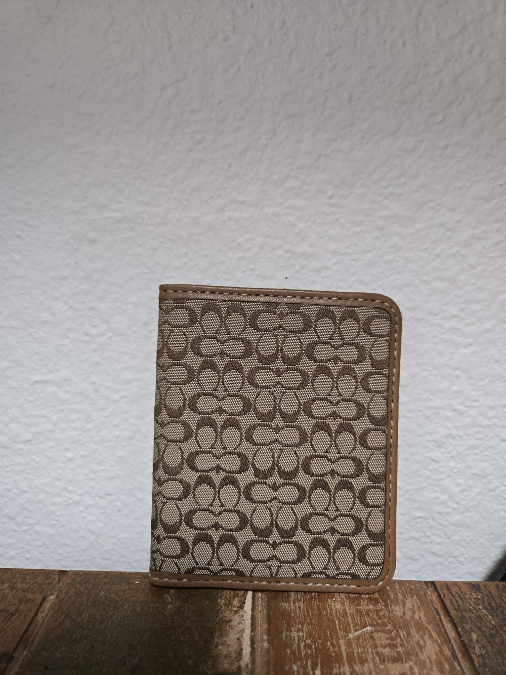 Coach Brown Signature Canvas Leather Passport Holder Travel Wallet BifoldPerfect